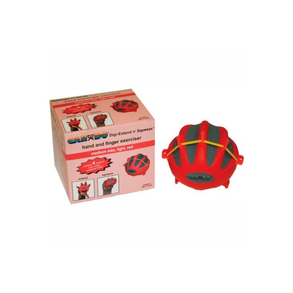 CanDo Digi-Extend n' Squeeze Exerciser, Light, Red, Large